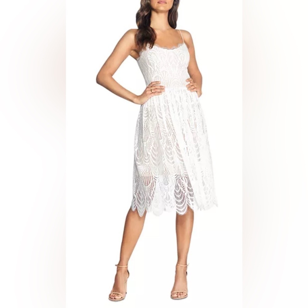 NWT Dress The Population Women’s Francesca Lace Strap Dress White Sz S